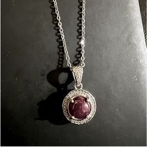 Genuine ruby silver plated necklace. Ships in Usa only
